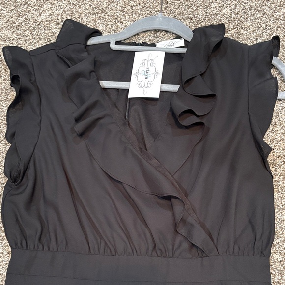 Chic Black Ruffled Mini Dress - Picture 4 of 5